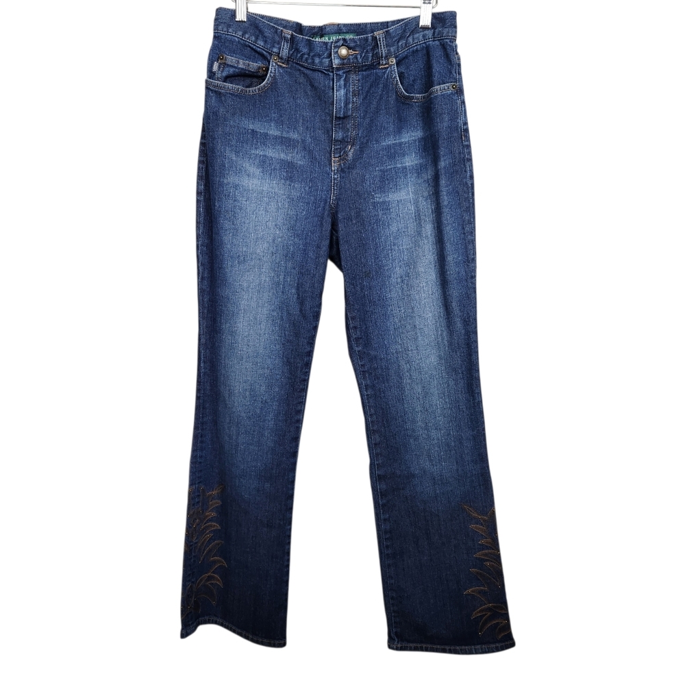 Lauren Ralph Lauren LRL Vintage Denim Blue Jean Western Embroidery Womens Size 8